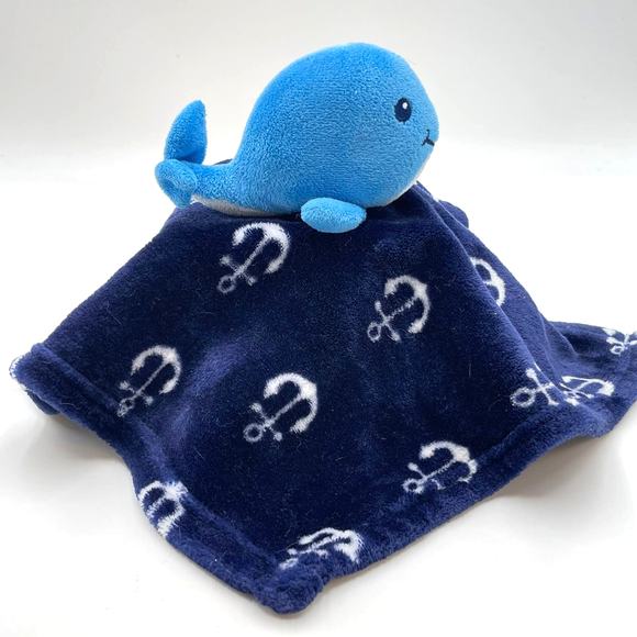 HB Hudson Baby 14" Whale Anchor Nautical Plush Blue Lovey Security Blanket - Picture 1 of 5